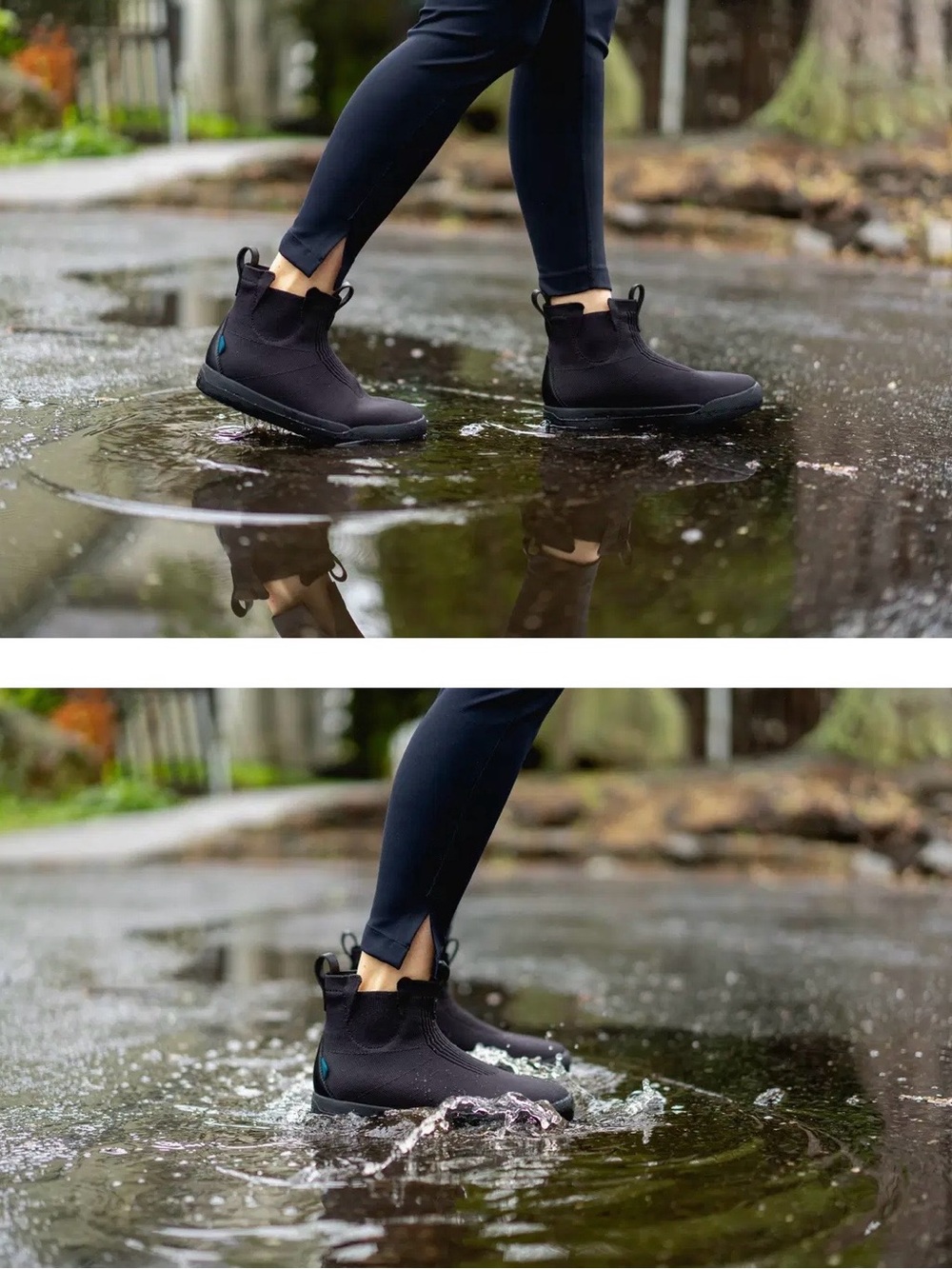 Vessi Weekend Chelsea Boots Waterproof Black Knit Slip On Sneaker Shoes W6